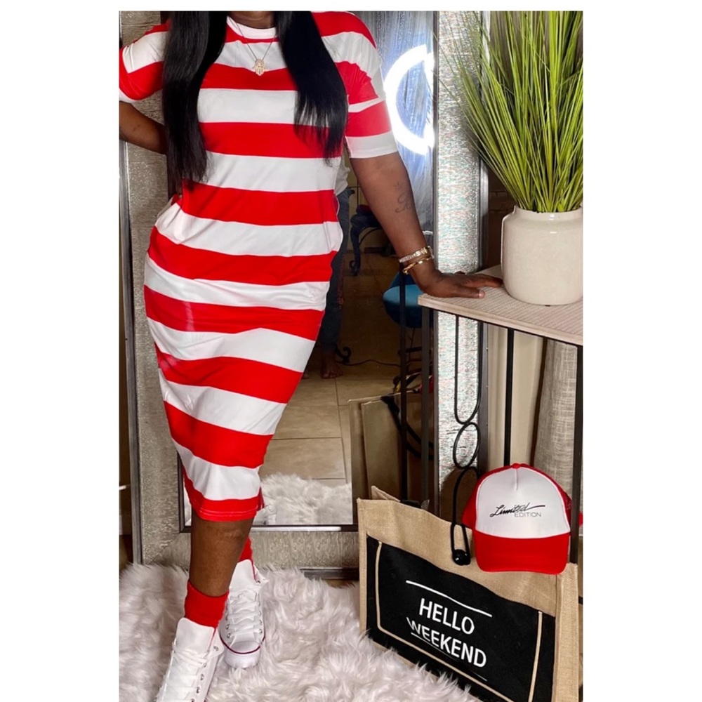 Stripe MIDI Dress
